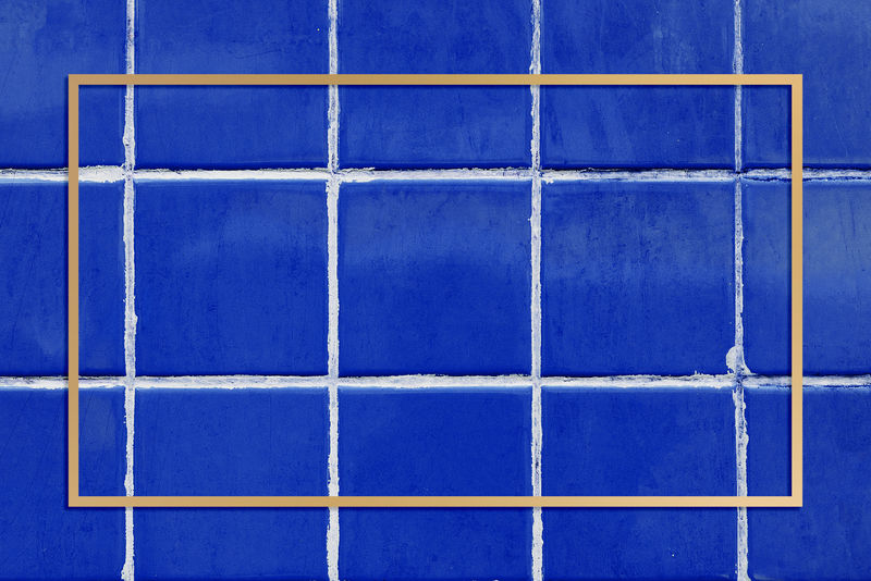蓝色瓷砖金框psd背景图案
