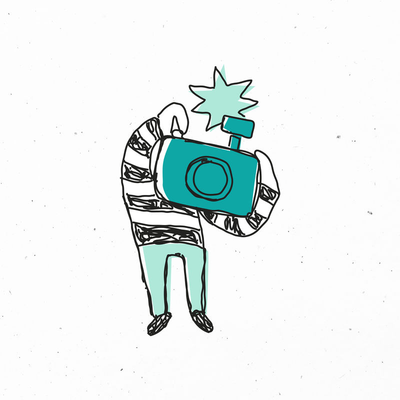 绿色手绘摄影师剪贴画