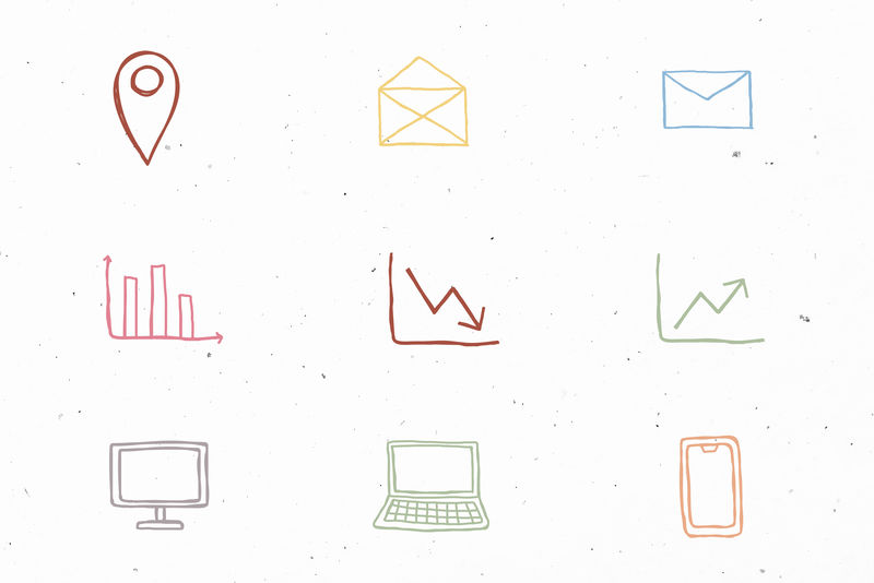 彩色商业图标psd带涂鸦艺术设计套装