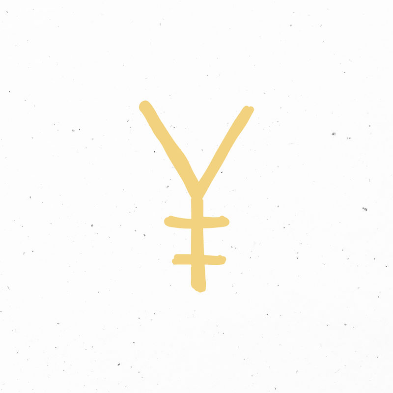 黄色日本货币psd带涂鸦设计