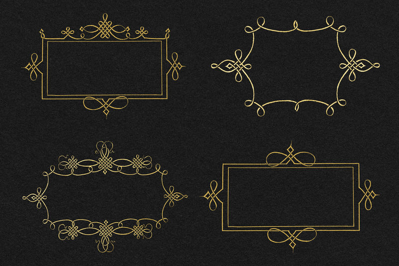 金色复古花丝框架套装由Joris Hoefnagel和Georg Bocskay的书法模型书混合而成