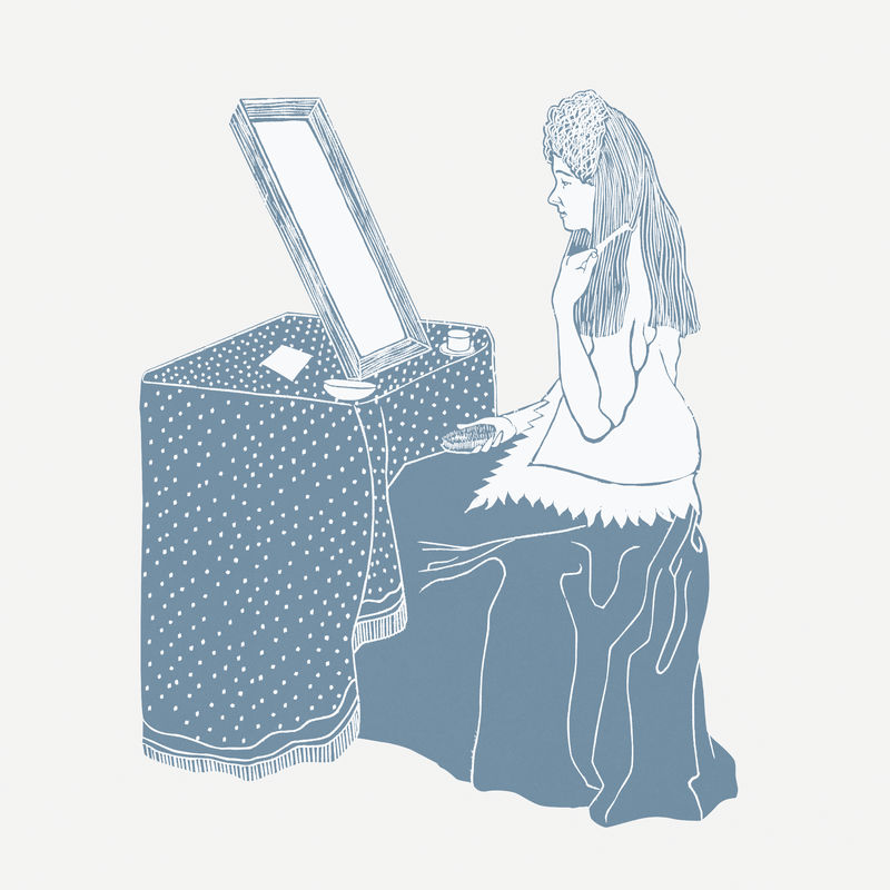 复古女性装扮艺术印刷插图由塞缪尔·杰斯伦·德梅斯基塔的作品混合而成