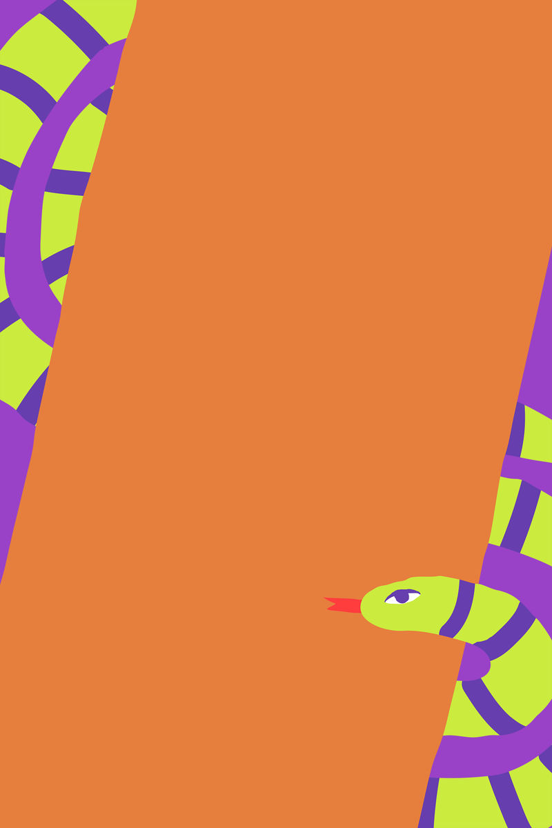 蛇框psd可爱多彩的动物插画