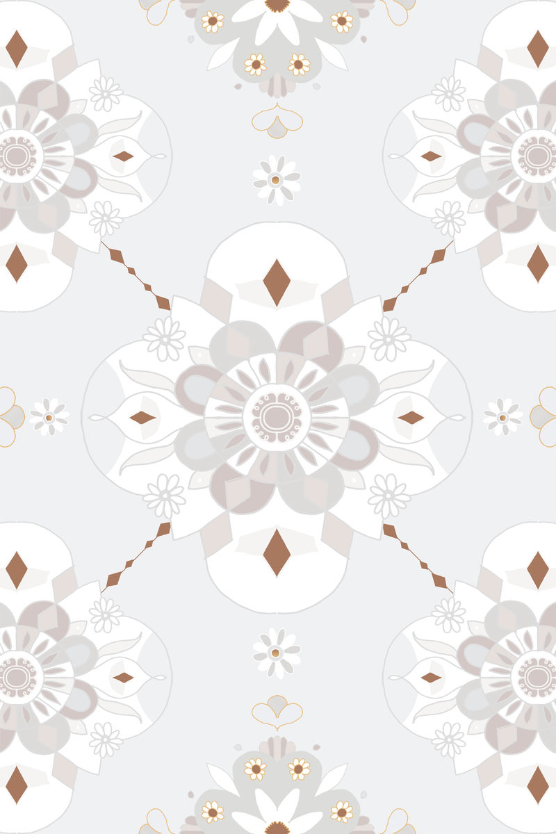 曼荼罗灰印度模式矢量植物背景