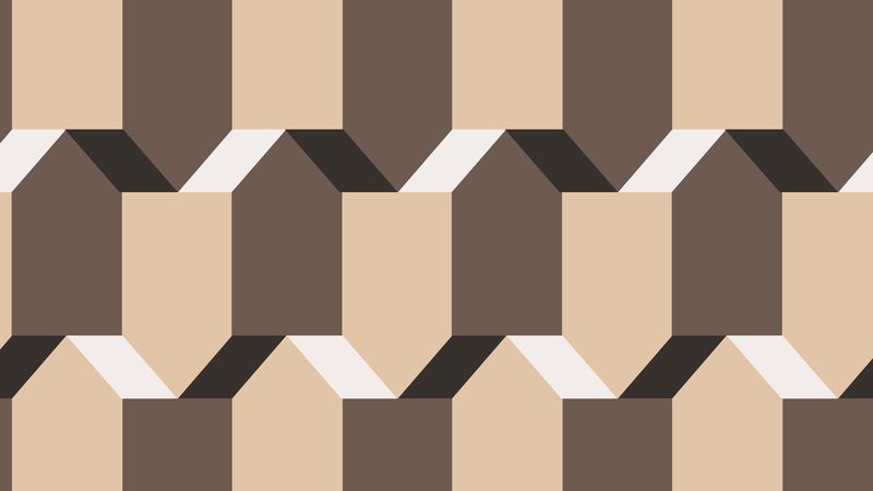简单风格的五角大楼3D几何图案矢量棕色背景