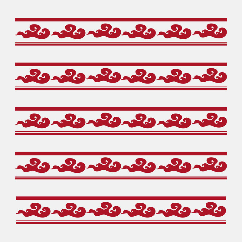 云可编辑图案笔刷矢量红色可编辑且与AI兼容