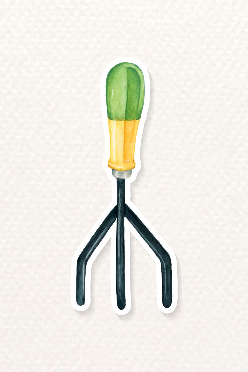 水彩种植工具贴纸向量