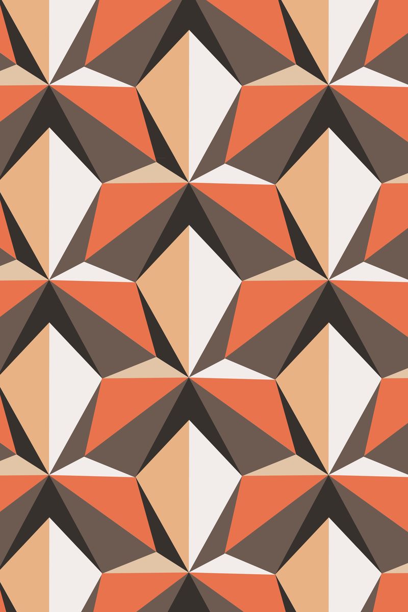 风筝3D几何图案矢量橙色背景复古风格