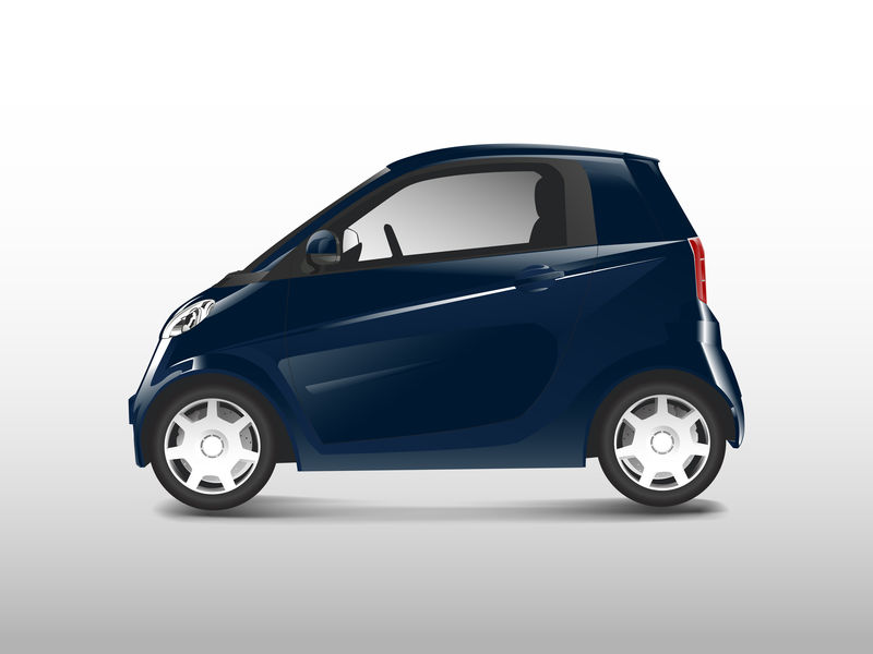 蓝色紧凑型混合动力汽车