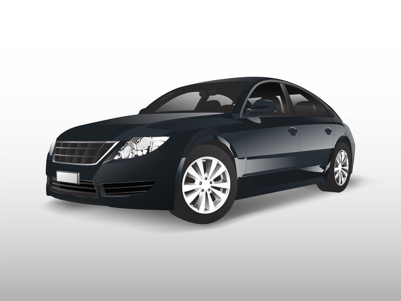 黑色轿车隔离在白色载体上