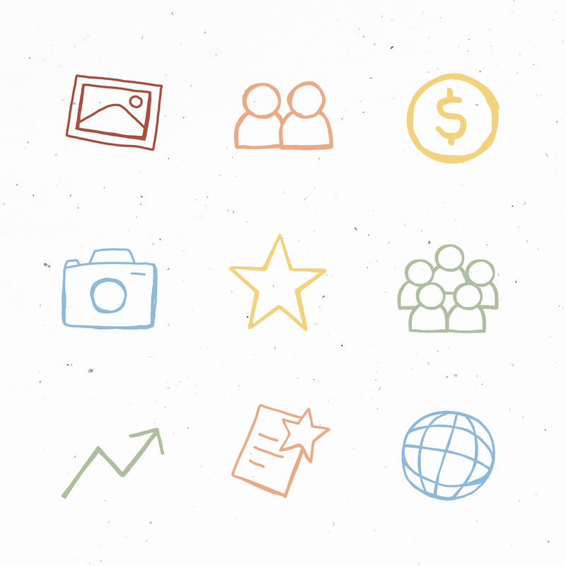 为市场营销设置有用的商业图标psd