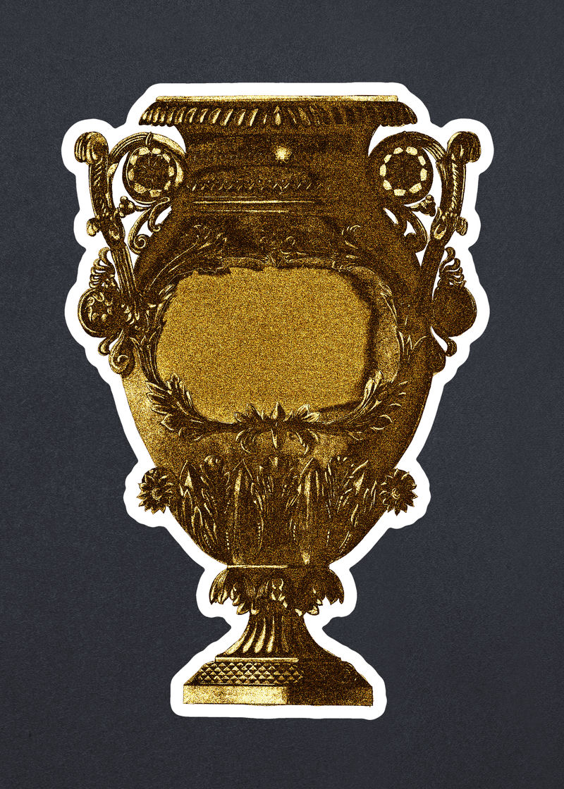 复古金白色边框金属花瓶贴纸