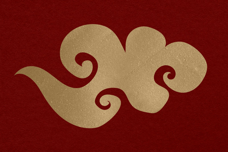 中国金色云psd日记贴纸