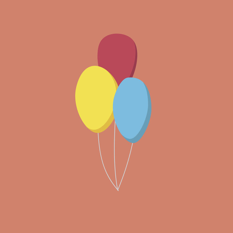 三个彩色气球图标插图