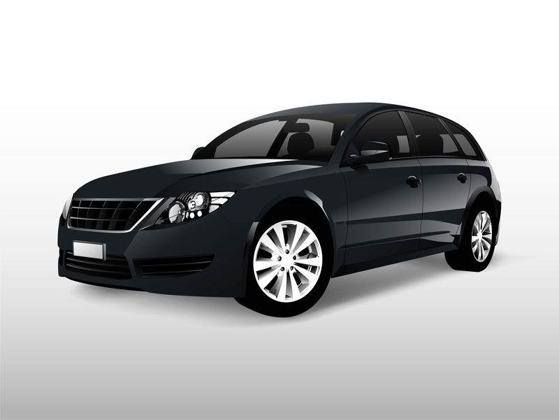 黑色掀背车隔离在白色载体上