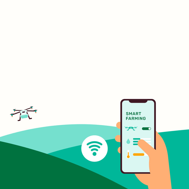 农业无人机矢量智能农业社交媒体背景