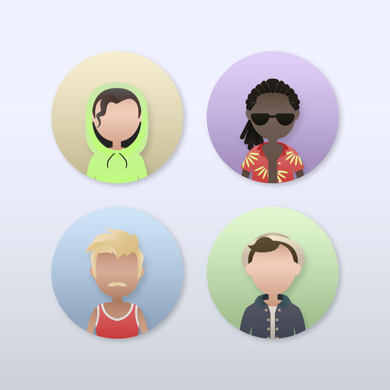 一组不同的男人化身角色向量