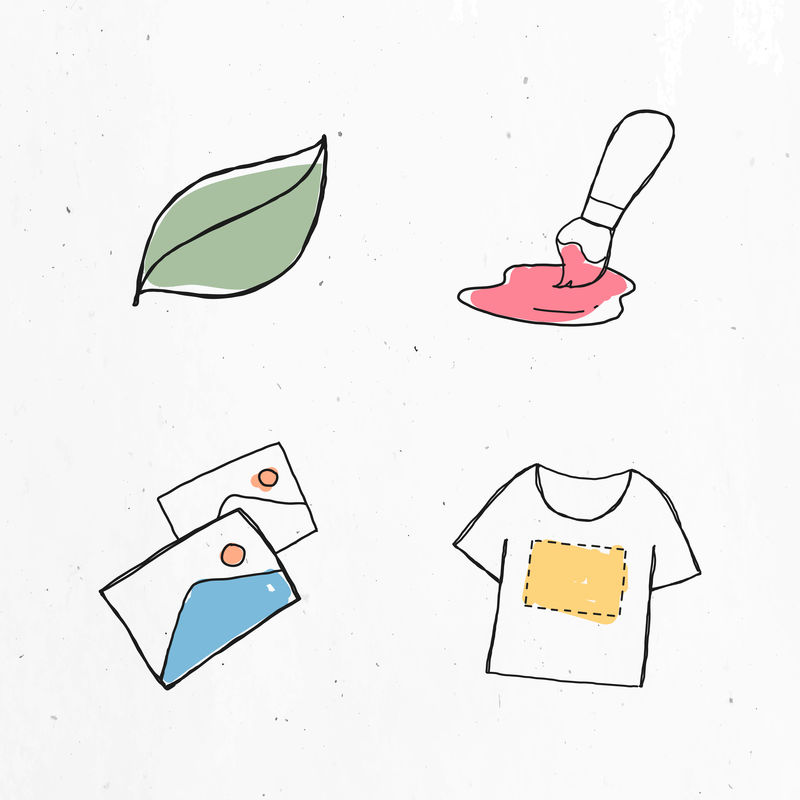 彩色涂鸦设计贴纸向量集