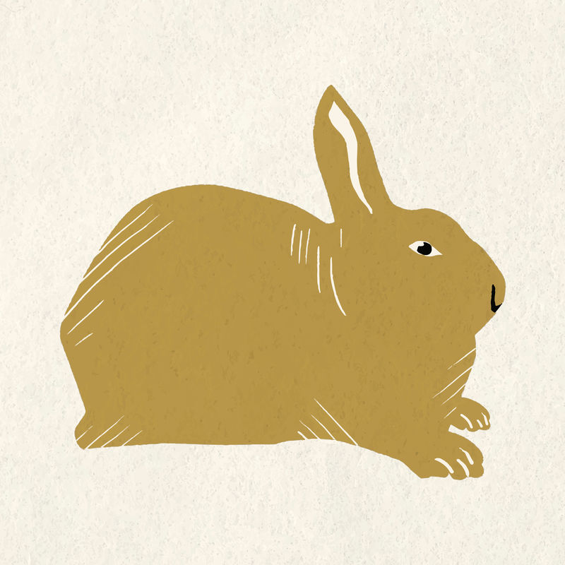 金兔矢量动物复古图