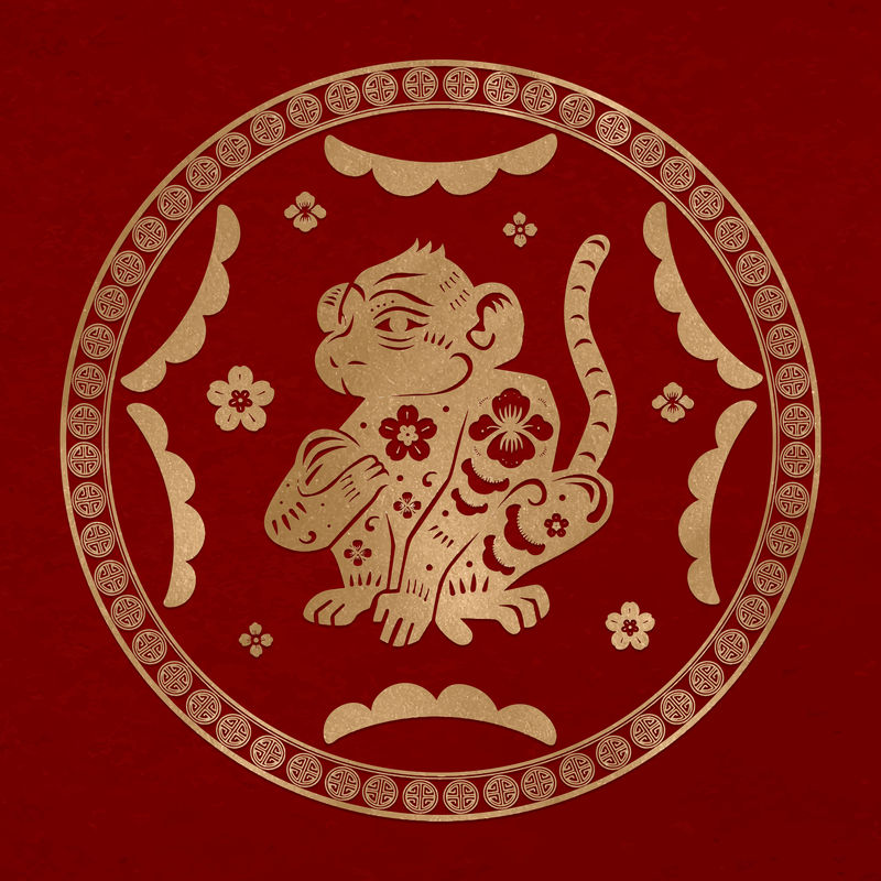 猴年金章矢量中国传统十二生肖