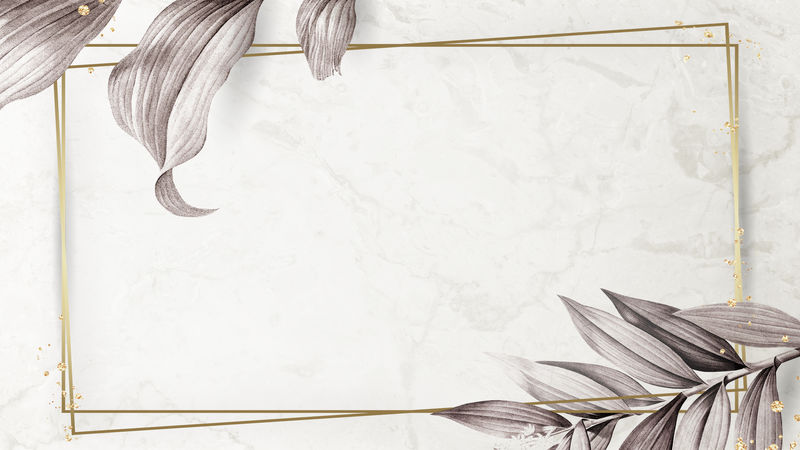 叶子背景插图上的金色框架