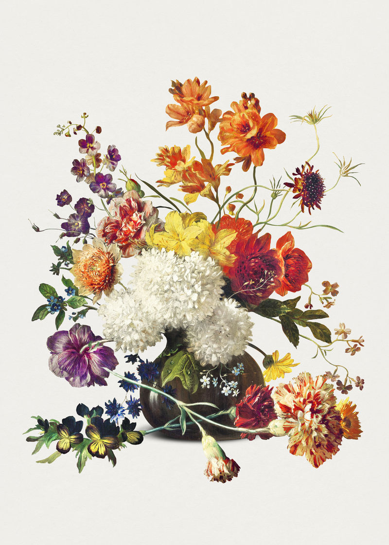 花瓶插画中的一束花