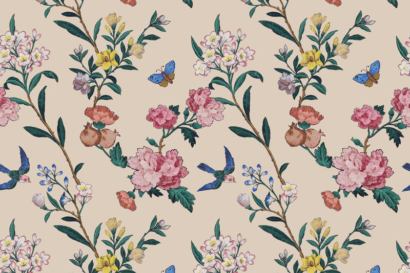 彩色花卉图案复古背景