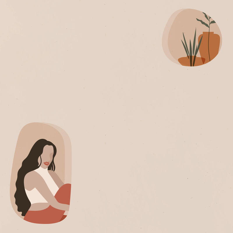 米色社会模板插画中的女模特