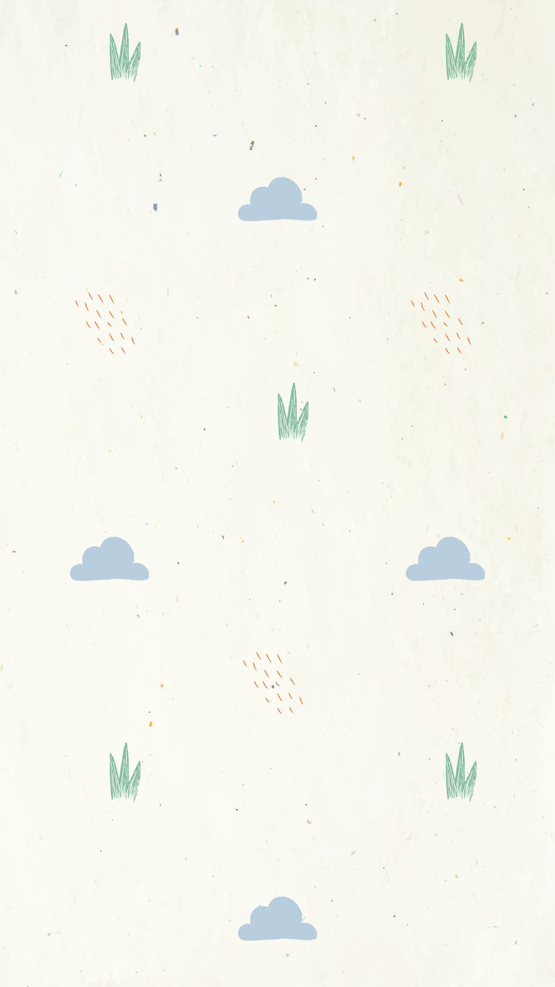 蓝色云自然图案米色背景插图