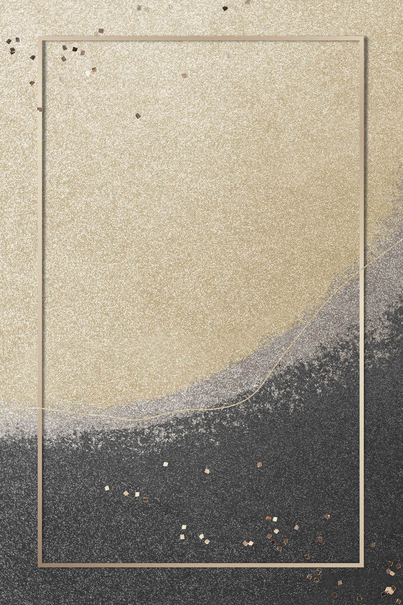 金色闪光背景插图上的矩形金框