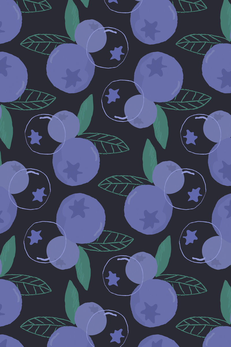 水果蓝莓图案黑色背景