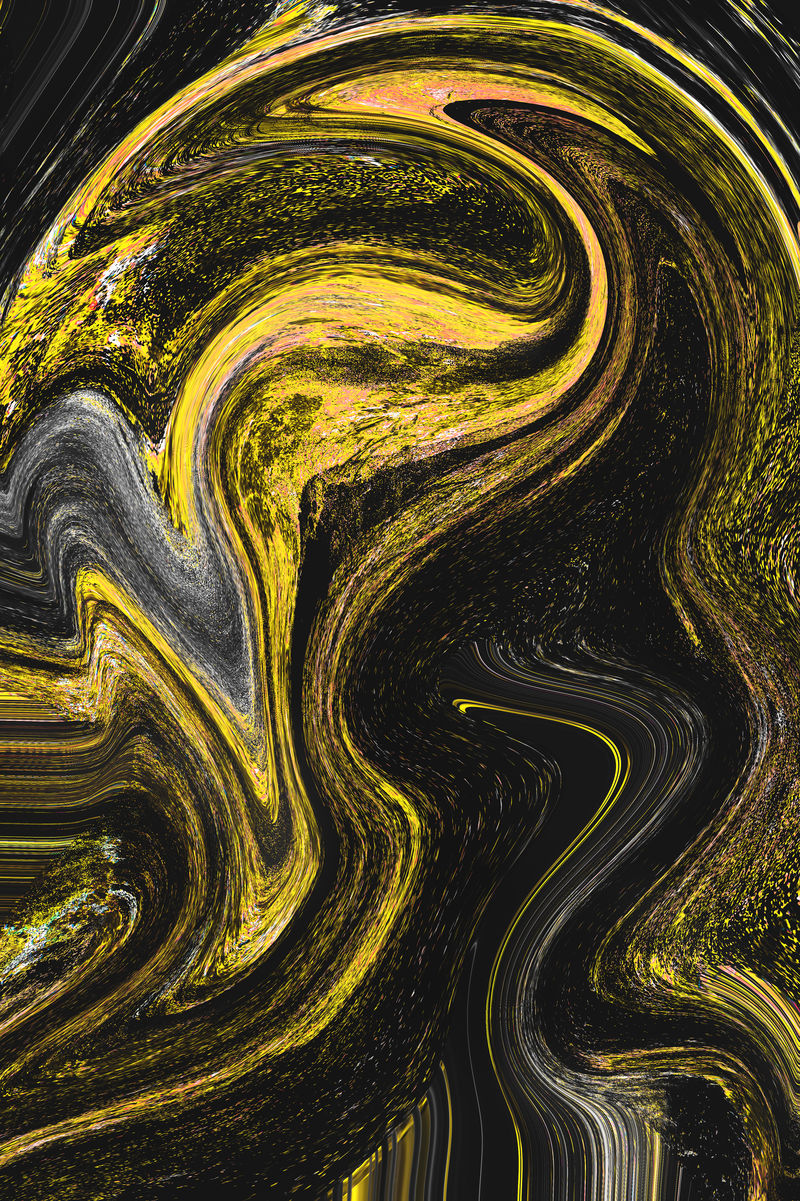 黑色大理石纹理搭配金色和灰色漩涡手机壁纸