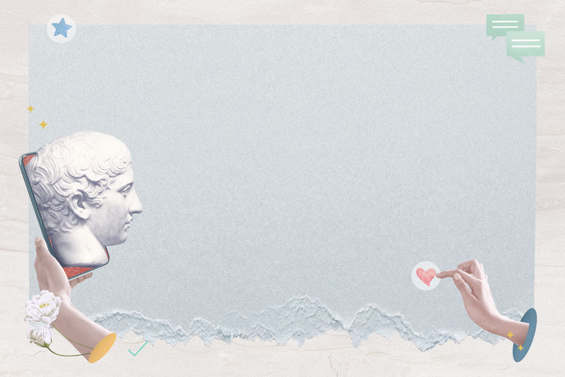 审美在线相亲框架蓝色希腊神雕像