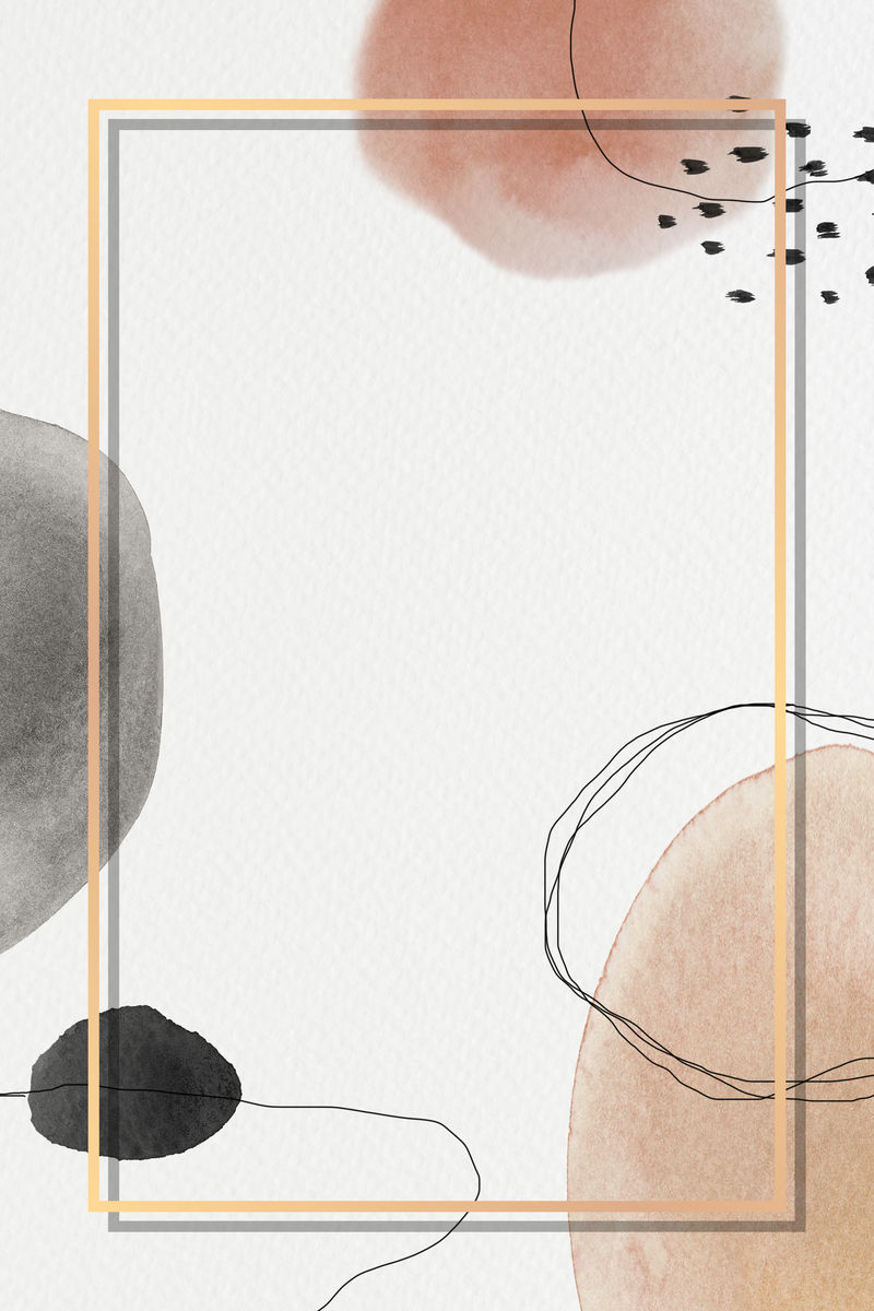 水彩图案背景上的金框