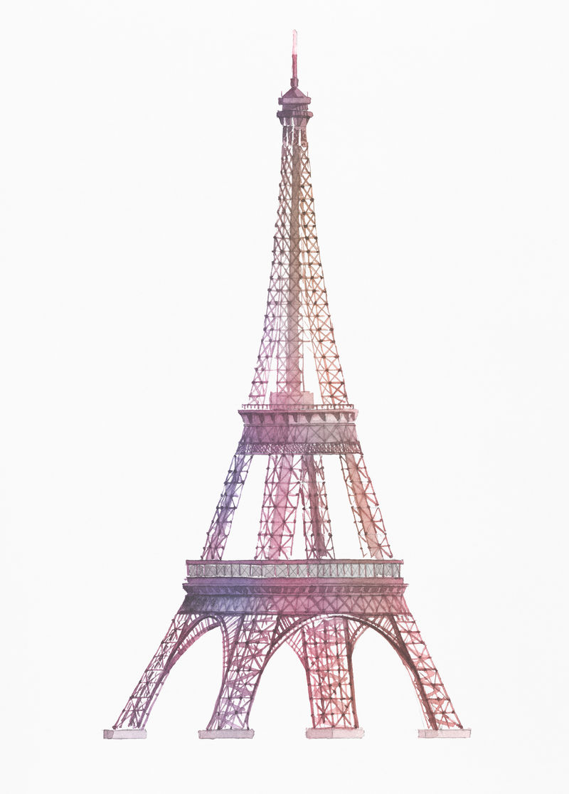 水彩画的埃菲尔铁塔