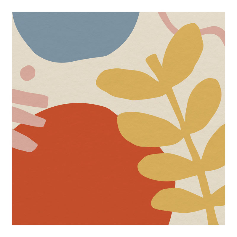 彩色热带植物图案墙面艺术印刷品和海报插图