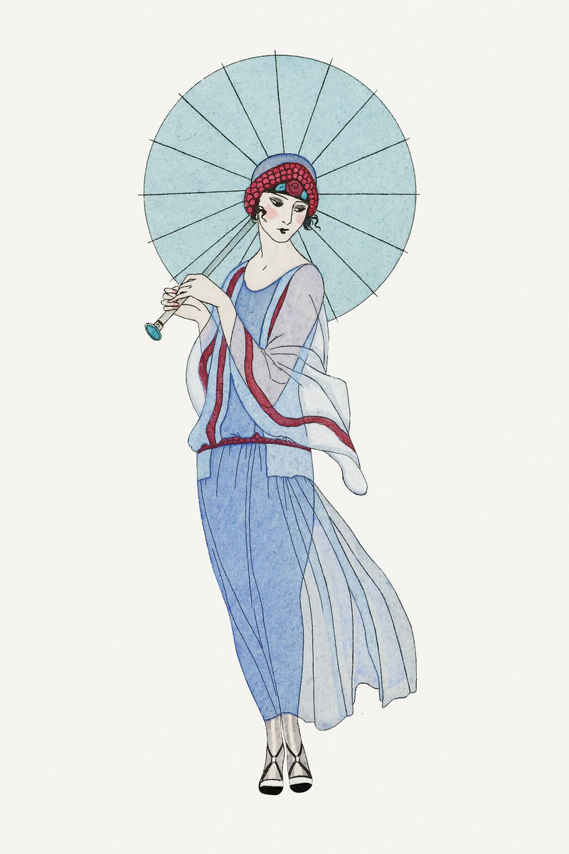 19世纪时装乔治·巴比尔(George Barbier)艺术作品的混音