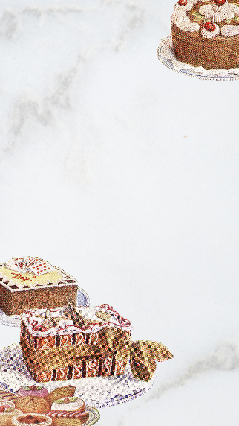 大理石纹理背景上的精美蛋糕