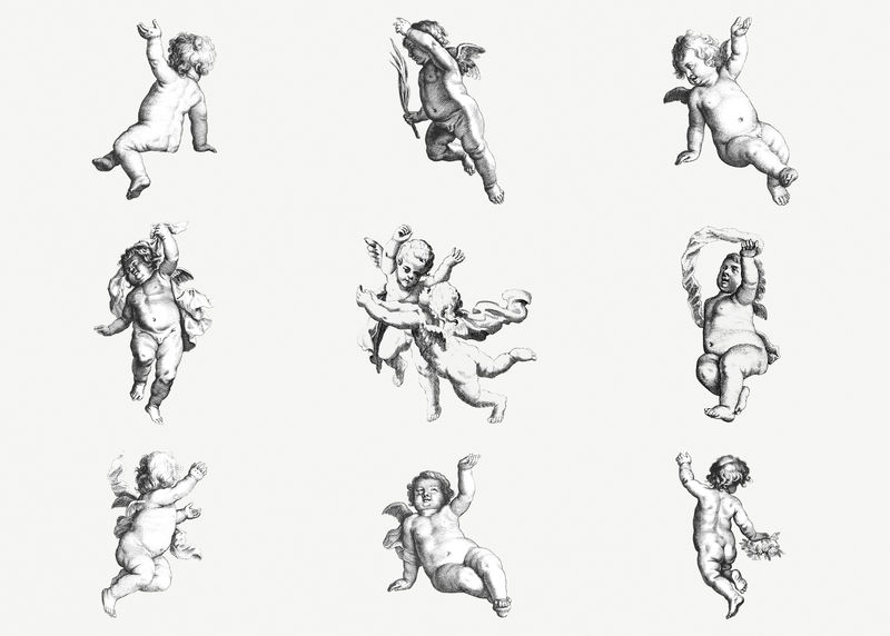 复古可爱小天使插画套装