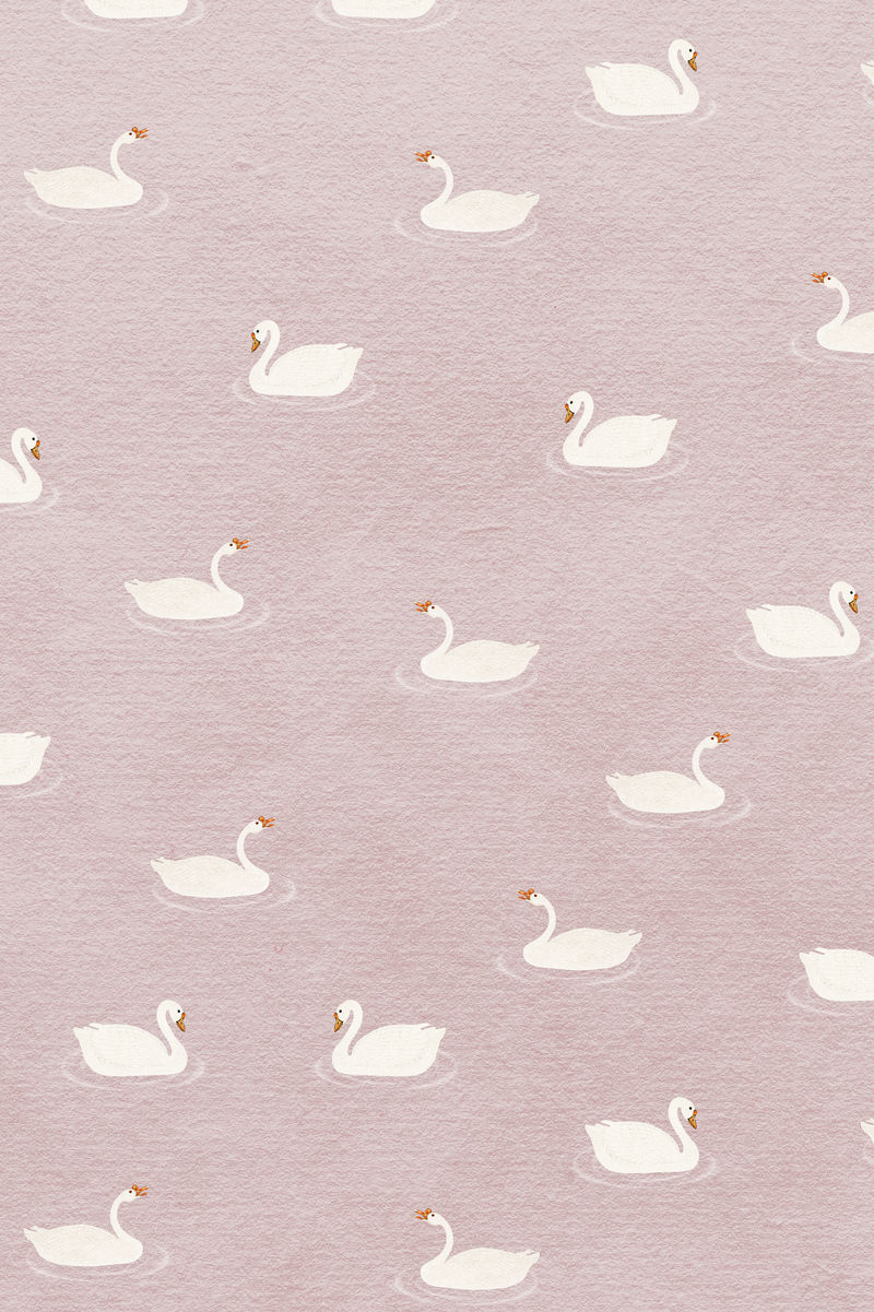 粉色背景白鹅图案插图