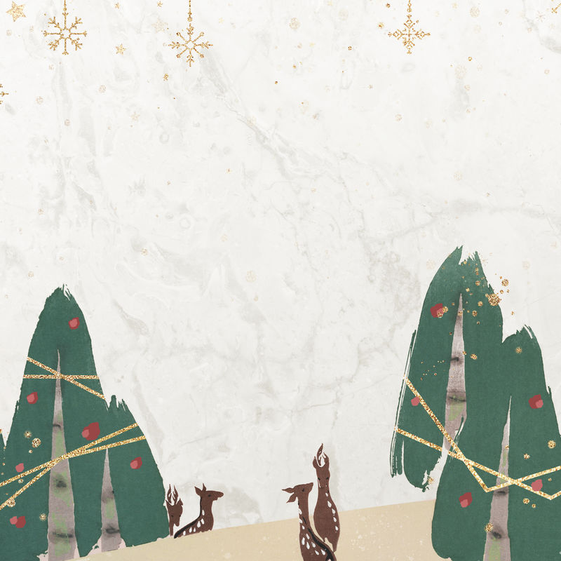 森林中的鹿圣诞画框插图