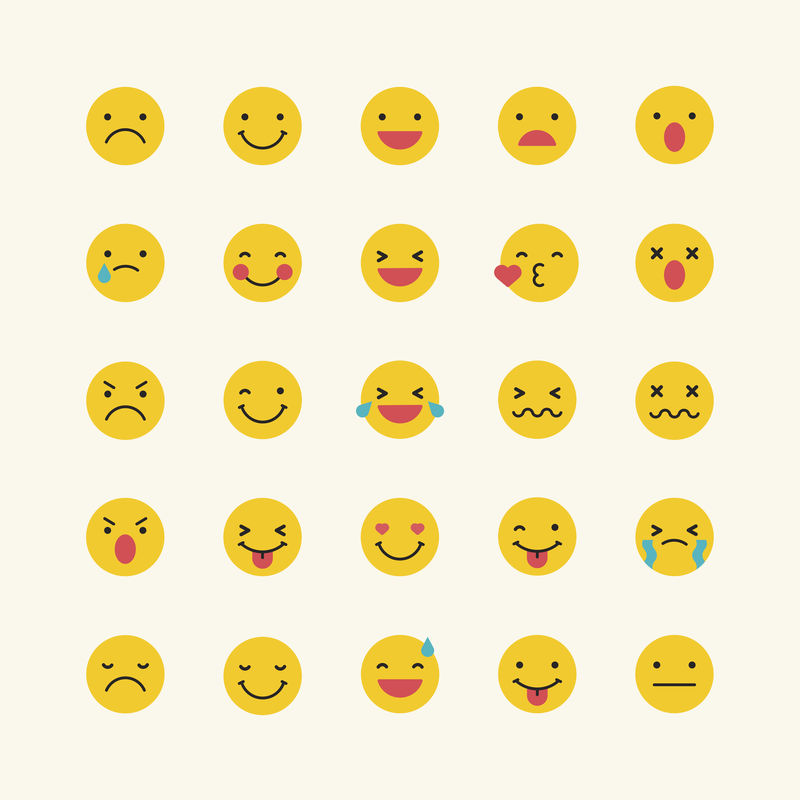 圆形黄色表情集插图