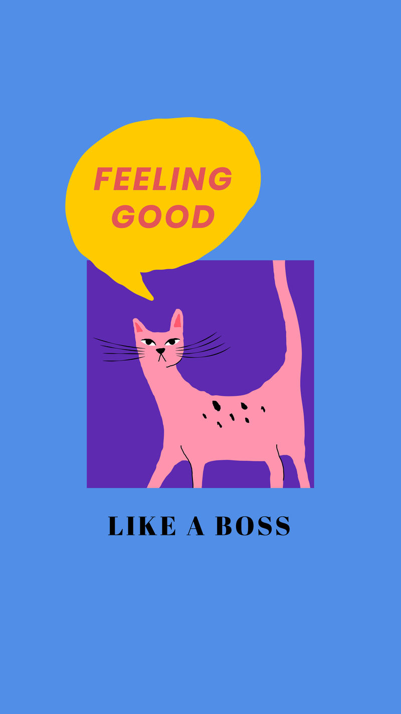 可爱的猫复古插画锁屏感觉不错