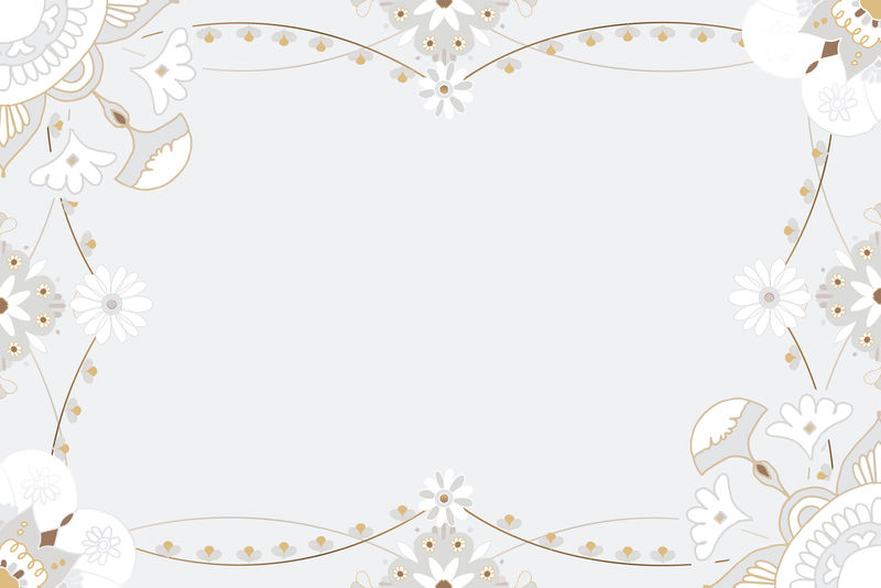 印度曼荼罗图案边框灰色植物背景