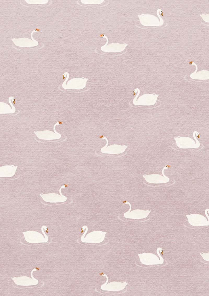 粉色背景白鹅图案插图