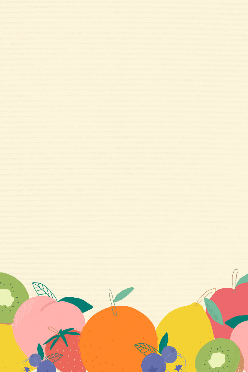 混合水果角边黄色背景纸纹理