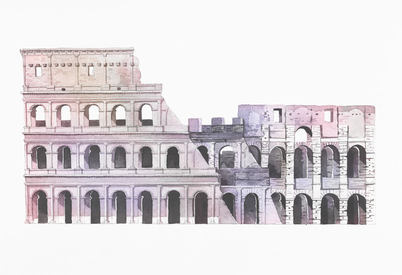 用水彩画的罗马竞技场