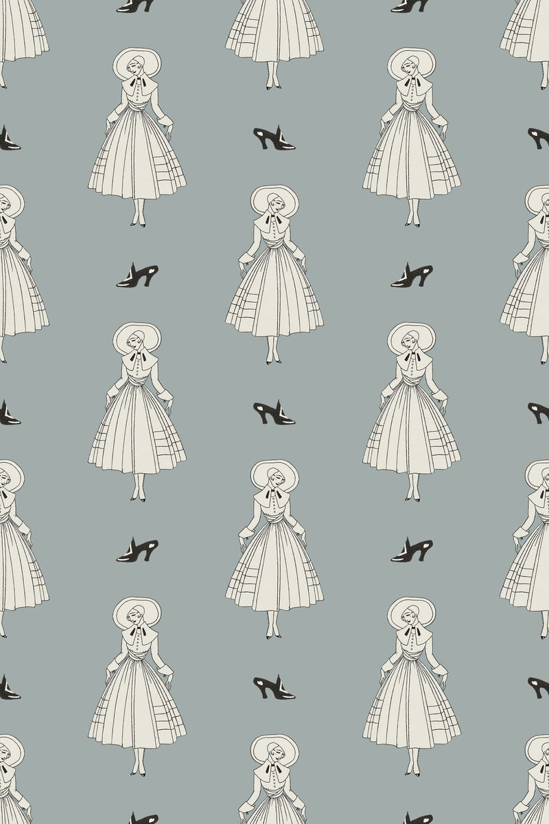 复古巴黎时尚图案女性背景由乔治·巴比尔（George Barbier）的艺术作品混合而成