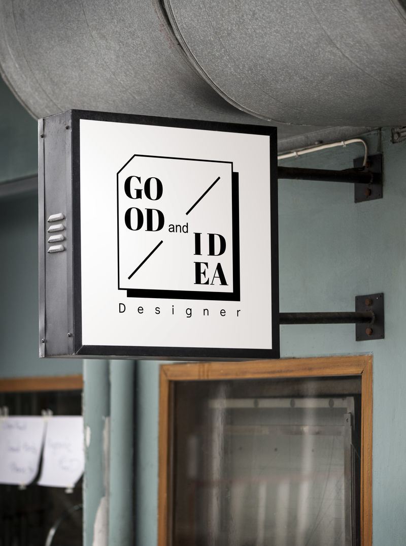 在现代商店模型上签字