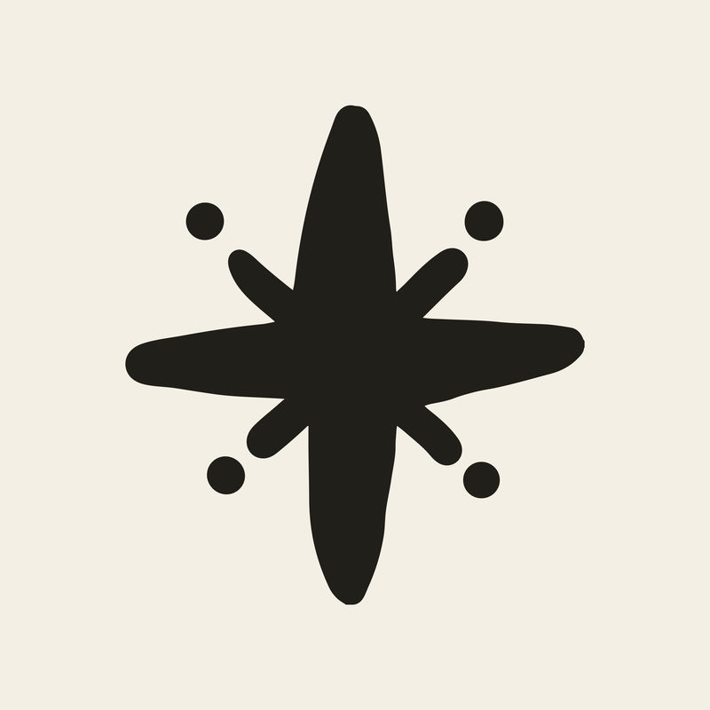 米色背景上涂满涂鸦风格的星星闪光图标